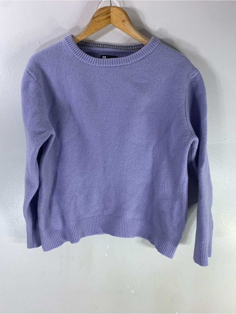 Vintage Simons 31 Purple Lavender 100% Lambswool Crewneck Sweater G/L Lar
